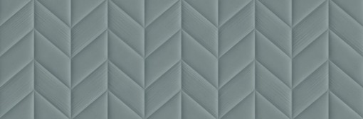 Szaroniebieska, trójwymiarowa 3D, prostokątna płytka ścienna Marazzi Flora 3D Spike Azzurro 30x90 cm, MP85, ma matową powierzchnię w kolorze stonowanego błękitu lub szaroniebieskiego, z geometryczną strukturą przestrzenną w kształcie jodełki lub chevronu