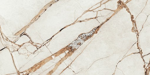 Płytka gresowa, podłogowa imitująca marmur w kolorze beżowym, wykończenie powierzchni matowe, Cerrad Ovation Beige Rect. 59,7x119,7