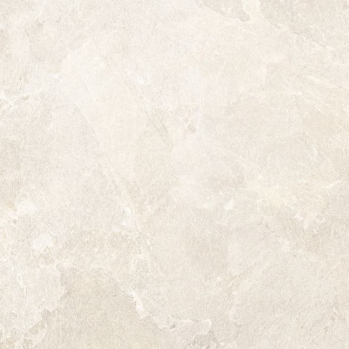Płytka ceramiczna w formacie 120x120, w kolorze przełamanej bieli (bianco), która jest częścią kolekcji Marazzi Mystone Pietra Ligure, charakteryzuje się matowym wykończeniem i delikatnym, jasnoszarym użyleniem, wiernie imitującym naturalny, jasny kamień