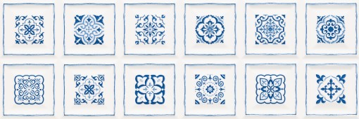 Ścienne płytki dekoracyjne patchworkowe w biało niebieskim kolorze CIL Navi Blue 30x90