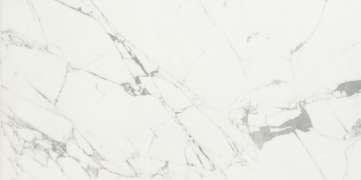 Płytka gresowa imitująca marmur, w kolorze białym z szarą żyłą, połysk Caesar Anima Statuario Venato Lucidato 60x120