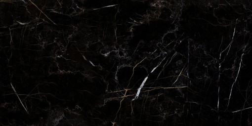 Płytka gresowa imitująca marmur, w kolorze czarnym z żyłami, połysk Caesar Anima Nero Atlante Lucidato 60x120