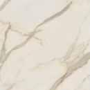 Płytka gresowa imitująca marmur, w kolorze kremowym z żyłami, połysk Caesar Anima Futura Golden White Lucidato 120x120