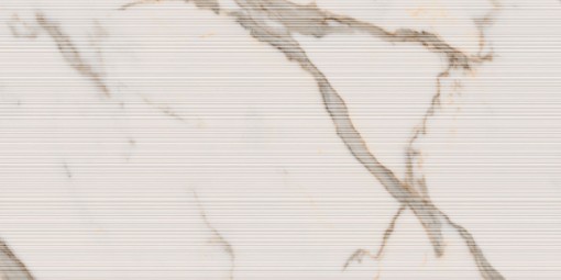 Płytka gresowa imitująca marmur, w kolorze kremowym z żyłami, strukturalna powierzchnia Caesar Anima Futura Golden White Stripes 60x120