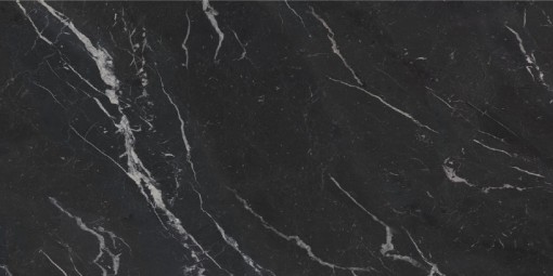Płytka gresowa imitująca marmur, w kolorze czarnym z żyłami, matowa powierzchnia Caesar Anima Futura Unique Black Matt 60x120
