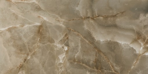 Płytka gresowa, podłogowa imitująca kamień w kolorze brązowym, wykończenie powierzchni w połysku, Pamesa Lux Noor Nut Polished 60x120