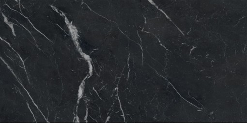 Płytka gresowa imitująca marmur, w kolorze czarnym z żyłami, połysk Caesar Anima Futura Unique Black Lucidato 60x120