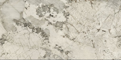 Płytka gresowa imitująca marmur, w kolorze beżowym z żyłami, połysk Caesar Anima Wonder Glacier Lucidato 60x120