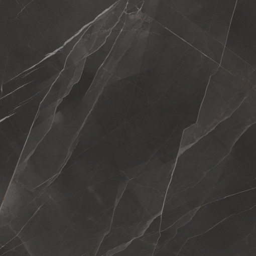Płytka gresowa imitująca marmur, w kolorze czarnym z żyłami, połysk Caesar Anima Wonder Nightfall Lucidato 120x120