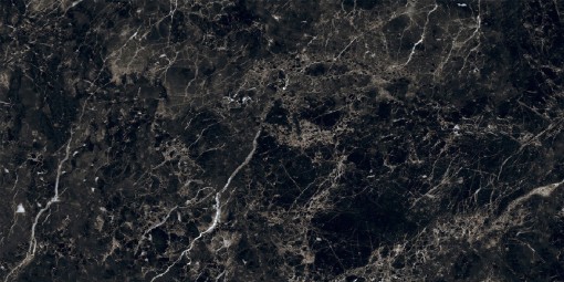 Płytka gresowa, podłogowa imitująca kamień w czarnym kolorze, wykończenie powierzchni w wysokim połysku, Netto Ceramika Azeno Black High Glossy 60x120