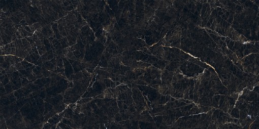 Płytka gresowa, podłogowa imitująca marmur w czarnym kolorze, wykończenie powierzchni w wysokim połysku, Netto Ceramika Basalto Lime High Glossy 60x120