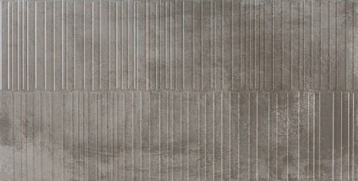 Płytka ścienna ze żłobieniami imitująca beton w grafitowym kolorze, wykończenie powierzchni matowe, Pamesa Rlv. Essen Zircon Matt 45x90