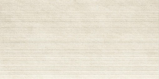 Płytka gresowa imitująca kamień, w kolorze beżowym, strukturalna powierzchnia w charakterystyczne paski Caesar Key_Mood Cotton Stripes 60x120