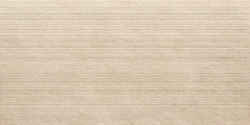 Płytka gresowa imitująca kamień, w kolorze kremowym, strukturalna powierzchnia w charakterystyczne paski Caesar Key_Mood Canvas Stripes 60x120