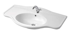 GAIA LAVAB110D biała umywalka wpuszczana w blat prostokątna z wykończeniem na wysoki połysk