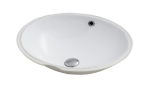 GAIA SOTTO 1 biała owalna umywalka wpuszczana w blat z wykończeniem w połysku