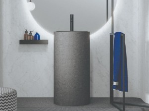 Mobilcrab Fount3 okrągła umywalka wolnostojąca z kamienia ekologicznego