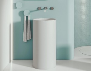 Mobilcrab Fount1 okrągła biała umywalka wolnostojąca ceramiczna