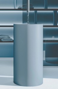 Mobilcrab Fount2 okrągła umywalka ceramiczna wolnostojąca w niebieskim matowym odcieniu