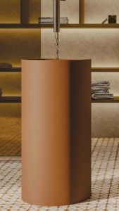 Mobilcrab Fount5 okrągła umywalka wolnostojąca z ceramiki w odcieniu matowej pomarańczy