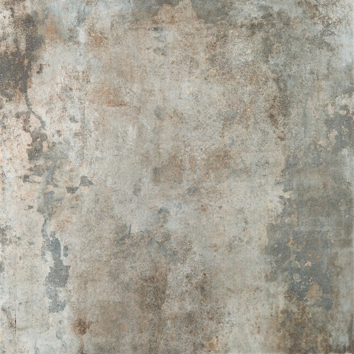 Płytka gresowa, podłogowa imitująca metal w szarym kolorze, wykończenie powierzchni lappato, Pamesa Rusty Metal Silver Lappato 120x120