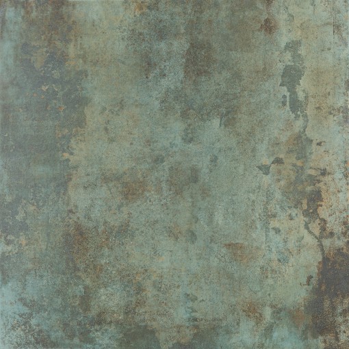 Płytka gresowa, podłogowa imitująca metal w zielonym kolorze, wykończenie powierzchni lappato, Pamesa Rusty Metal Moss Lappato 120x120