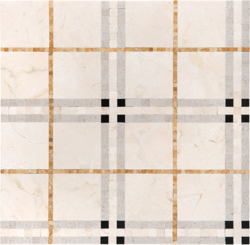 Rustykalna kamienna mozaika dekoracyjna w beżowym, czarnym oraz brązowym kolorze Dunin Beige Tartan 31x31