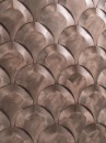 Mozaika ścienna, dekoracyjna, imitująca metal w kształcie łuski w brązowym odcieniu, Lantic Colonial Gravity Aluminium Torya Copper 20x11 100363576 położona na ścianie
