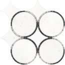 Mozaika dekoracyjna w białym odcieniu, ze wzorem okręgu imitująca kamień, Lantic Colonial Tempo Circle White 29,9x29,9 100347806