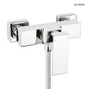 Nowoczesna, modernistyczna, geometryczna chromowana naścienna bateria prysznicowa Oltens Gota 33001100