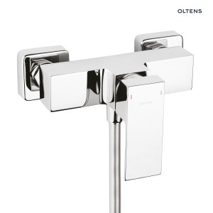 Oltens Gota bateria prysznicowa ścienna chromowana modernistyczna geometryczna 33001100