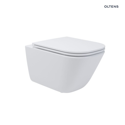 Oltens zestaw Hadsel miska WC wisząca z deską wolnoopadającą Slim biała 42046000 Nowoczesna miska WC z dołączoną deską wolnoopadającą w klasycznym białym kolorze