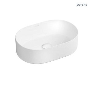 Oltens Lom Thin umywalka 45x30 owalna biała nablatowa z powłoką SmartClean 40827000