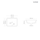 Umywalka podblatowa prostokątna w klasycznej bieli z powłoką SmartClean - Oltens Drammen 48x36,5 cm 40606000 - rysunek techniczny z wymiarami