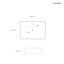 Prostokątna nablatowa umywalka Oltens Duve 58x45 w klasycznej bieli 41312000 - rysunek techniczny z wymiarami
