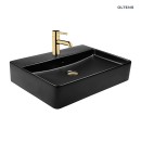 Umywalka nablatowa, prostokątna z powłoką SmartClean w kolorze czarny mat do montowania przy ścianie Oltens Duve 59x43,5 cm 41800300