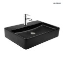 Umywalka nablatowa, prostokątna z powłoką SmartClean w kolorze czarny mat do montowania przy ścianie Oltens Duve 59x43,5 cm 41800300