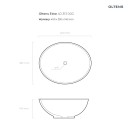 Owalna umywalka nablatowa Oltens Etne 40x33 w kolorze klasycznej bieli 40313000 - rysunek techniczny z wymiarami