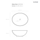 Owalna nablatowa umywalka Oltens Etne 40x33 z powłoką SmartClean w kolorze klasycznej bieli 40813000 - rysunek techniczny z wymiarami