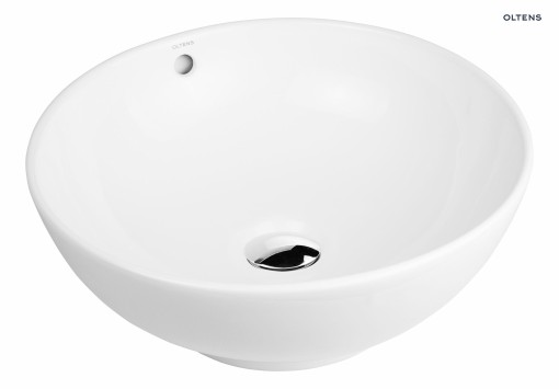 Nablatowa okrągła umywalka Oltens Fana 42x42 z powłoką ochronną SmartClean w kolorze klasycznej bieli 40812000
