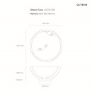 Nablatowa okrągła umywalka Oltens Fana 42x42 z powłoką ochronną SmartClean w kolorze klasycznej bieli 40812000 - rysunek techniczny z wymiarami