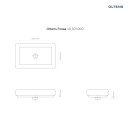 Umywalka nablatowa prostokątna w białym kolorze Oltens Fossa 55x34 cm 40301000 - rysunek techniczny z wymiarami