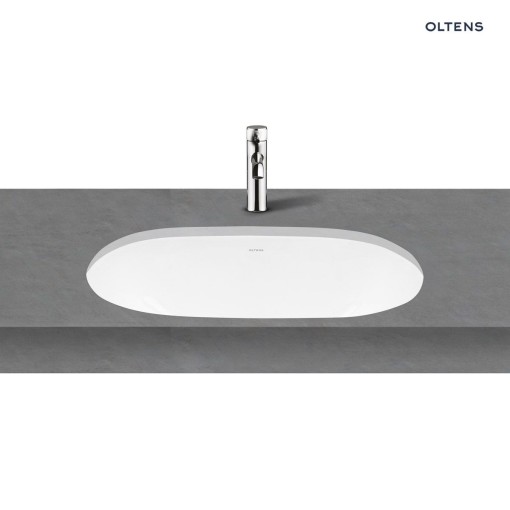Podblatowa owalna umywalka Oltens Gapa  56x41 cm z powłoką SmartClean w białym kolorze 40604000