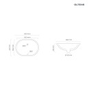 Podblatowa owalna umywalka Oltens Gapa  56x41 cm z powłoką SmartClean w białym kolorze 40604000 - rysunek techniczny z wymiarami