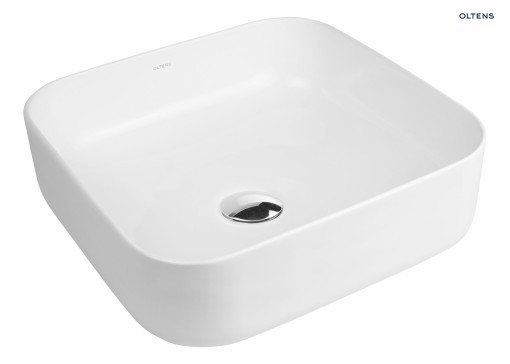 Umywalka nablatowa kwadratowa Oltens Hadsel 38,5x38,5 cm w białym kolorze 40307000