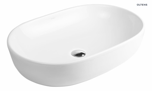 Nablatowa owalna umywalka w białym kolorze Oltens Hamnes 60x42,5 cm 40315000