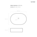 Umywalka Oltens Hamnes 60x42,5 nablatowa biała owalna z ochronną powłoką SmartClean 40815000 - rysunek techniczny z wymiarami