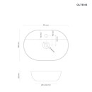 Umywalka Oltens Hamnes Thin 51x39 cm biała nablatowa owalna z ochronną powłoką SmartClean 41813000 - rysunek techniczny z wymiarami