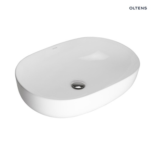 Umywalka Oltens Hamnes Thin 60,5x41,5 cm nablatowa owalna z powłoką SmartClean w białym kolorze 40820000