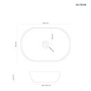 Umywalka Oltens Hamnes Thin 60,5x41,5 cm nablatowa owalna z powłoką SmartClean w białym kolorze 40820000 - rysunek techniczny z wymiarami